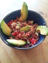 Quinoa with Red Pepper and cucumber salad